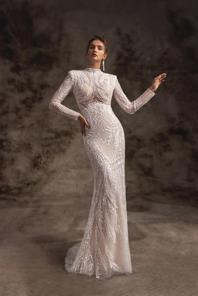 Long sleeve hot sale beaded dress