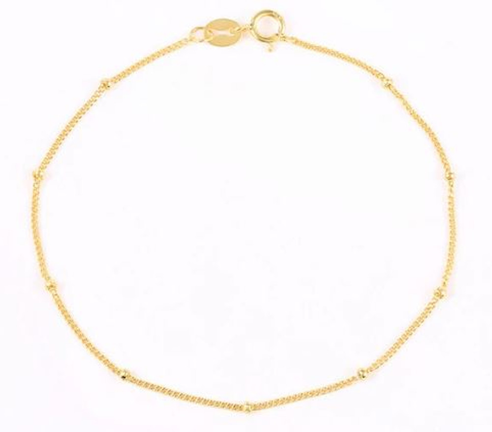 Small Beads Thin Chain Bracelet 925 Sterling Silver or Gold