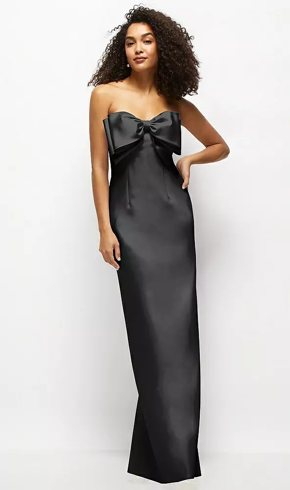 Natasha STRAPLESS SATIN COLUMN MAXI DRESS WITH OVERSIZED