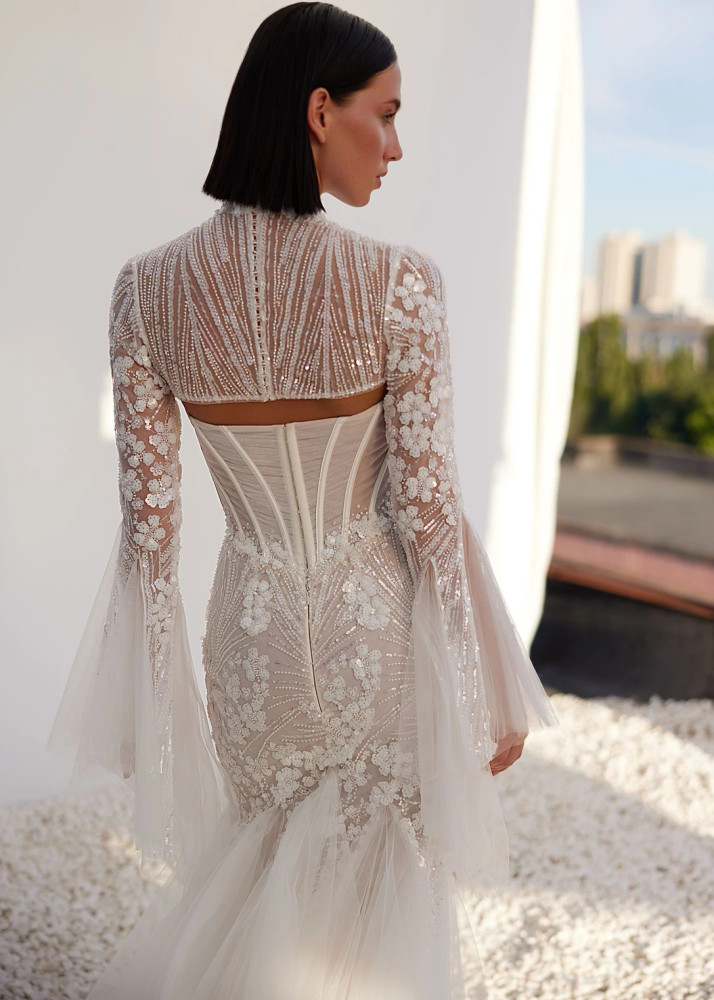 Topaz Wedding Gown By Daria Karlozi Pollardi Bridal with Optional Bolero