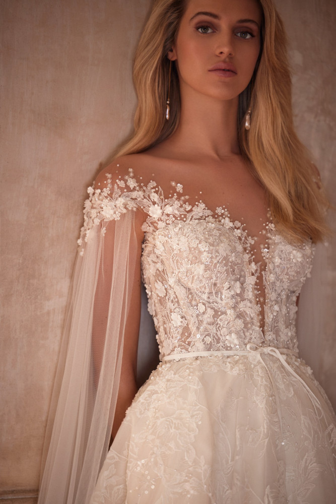Sonya by Luce Sposa - no lace on skirt but with glitter  (available online only)
