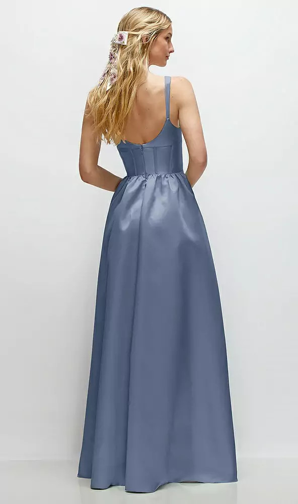 Scoop Neck Inset Corset Satin Maxi Dress with Pockets by Dessy -   Lucinda · Style 3170 in 39 colors