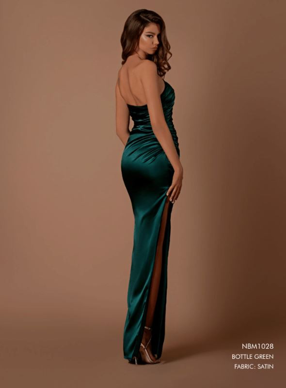 Harper Dress JP141 by Jadore Evening  One Shoulder Satin Body Con Formal Dress with Leg Split