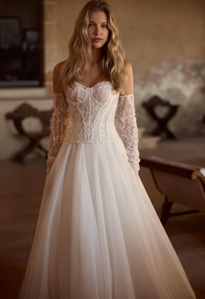 Atria Corset & Pants/Fitted Skirt 2pcs Wedding Gown By Pollardi Bridal Daria Karlozi (Corset $1300) ( Pants  ($1200) ( fitted skirt $1700)