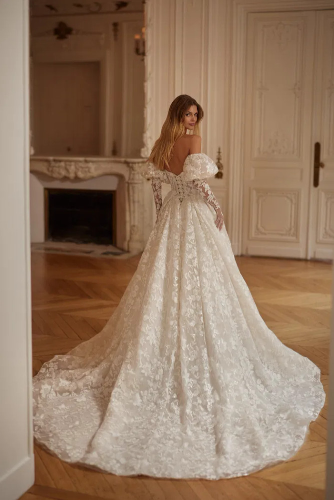 Jolene Basque Waisted Wedding Dress by Luce Sposa