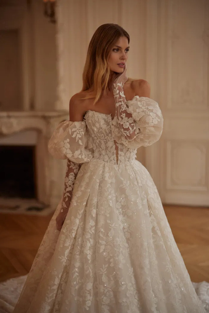 Jolene Basque Waisted Wedding Dress by Luce Sposa (dress only) ( optional Gloves $400)