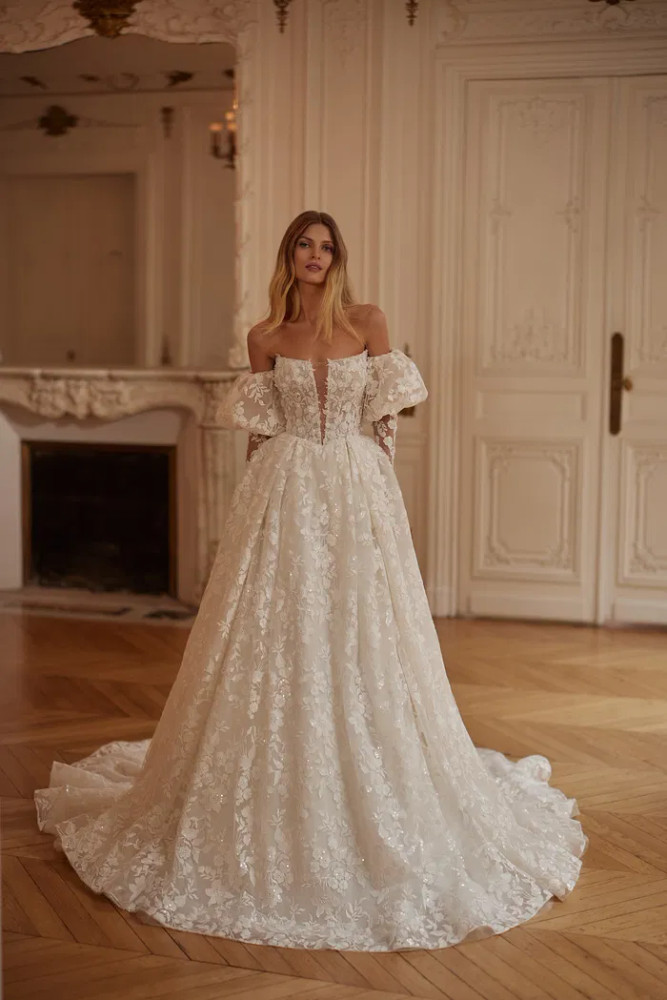 Jolene Basque Waisted Wedding Dress by Luce Sposa