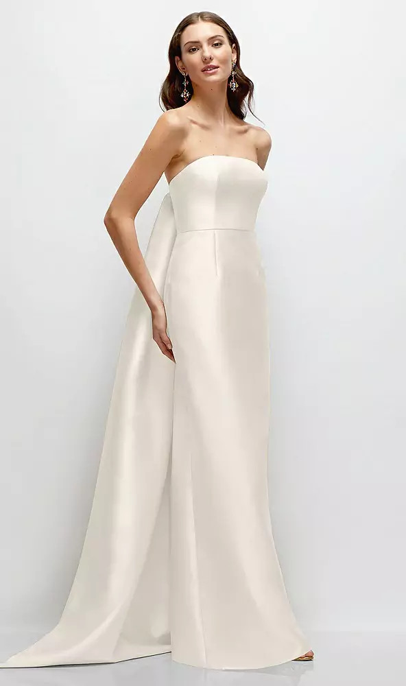 Strapless Satin Column Dress with Removeable Watteau Train - Lee · Style D876 in 39 colors