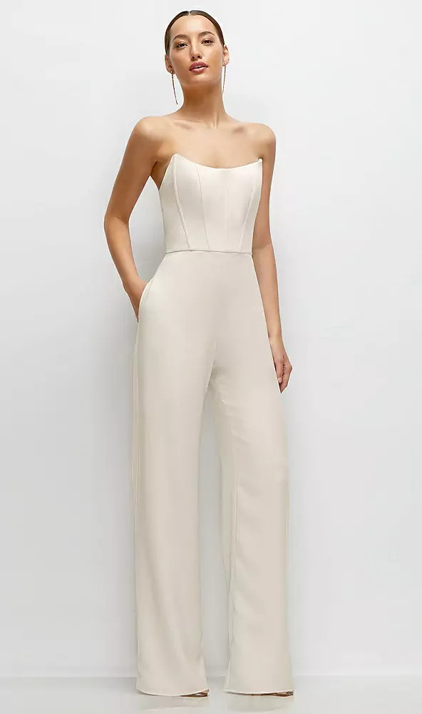 Strapless Cat-Eye Corset Crepe Wedding Jumpsuit Eva 