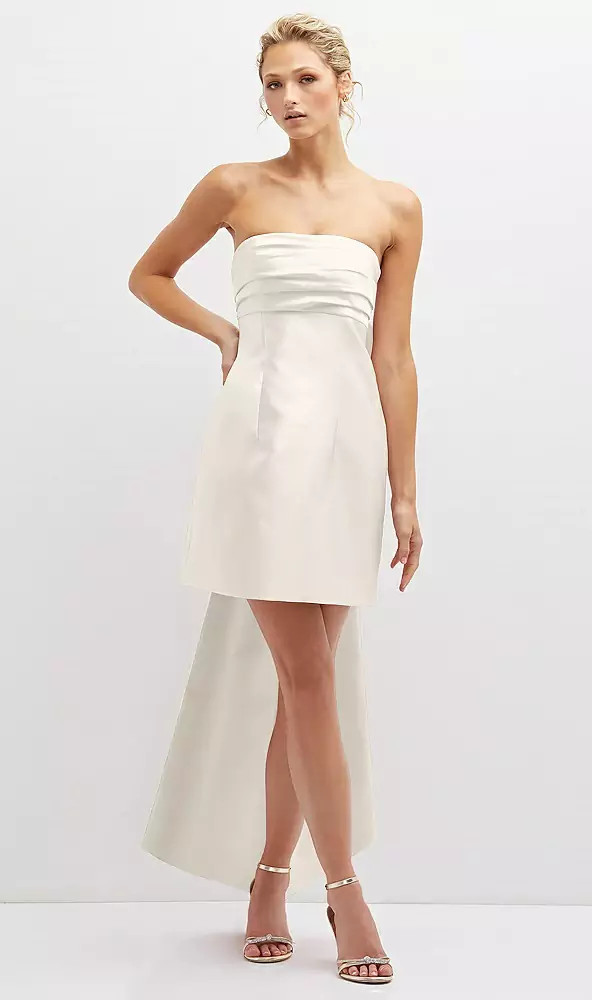 Aster Strapless Satin Column Mini Dress with Oversized Bow D857
