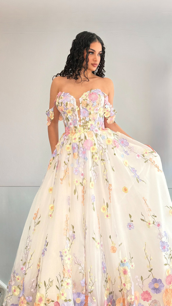 Cecilia Pink Sweet Heart 3D Ball Gown Wedding Gown 