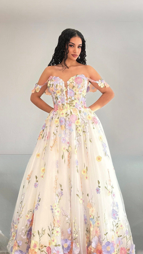 Cecilia Pink Sweet Heart 3D Ball Gown Wedding Gown 