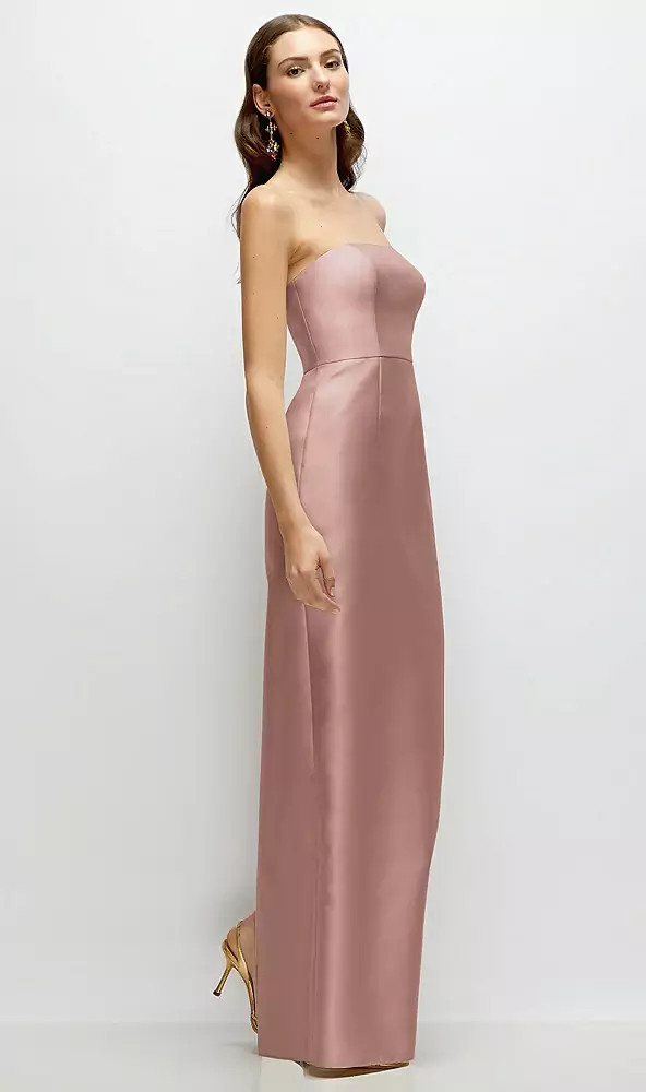 Strapless Satin Column Dress with Back Slit - Jacqueline · Style D877 in 39 colors