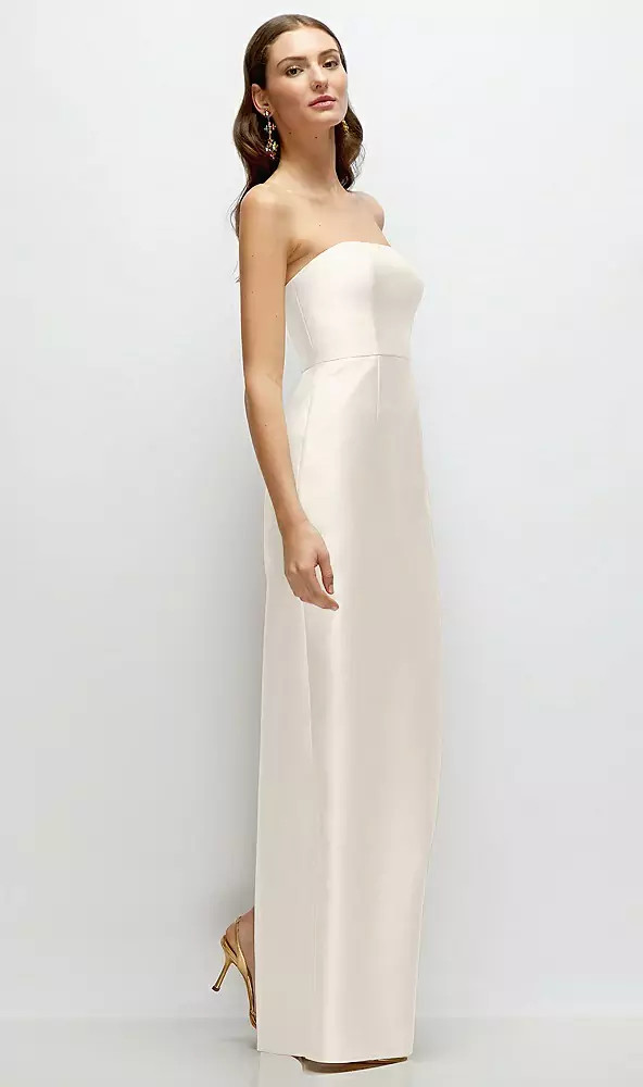 Bridal Strapless Satin Column Dress with Back Slit - Jacqueline · D877