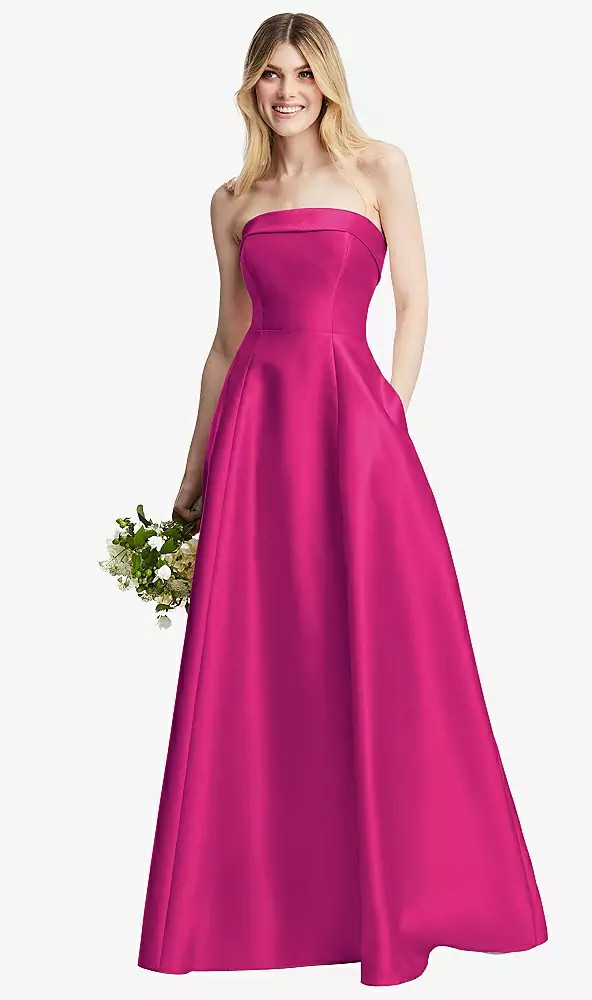 Strapless Elegant Dress Alfred Sung D843 by Dessy available in 19 colours