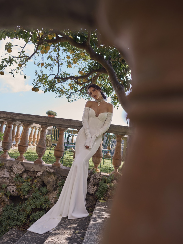 Arcadia Off Shoulder Wedding Dress with optional Cape by Wona Concept - Dress only 