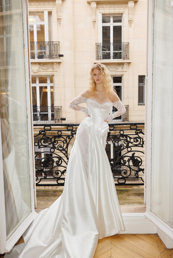 Brunette Mermaid Lace Wedding Dress with optional Overdress by Wona Concept - Dress only 