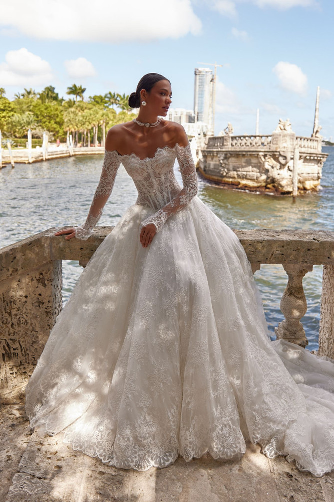 Isolde Lace and Bead Wedding Dress by Oksana Mukha