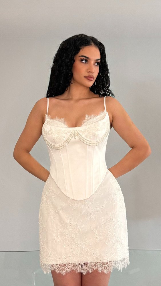 Jenni Mini Wedding / Reception Gown with Corset ( available in various fabric and length, including floor length)