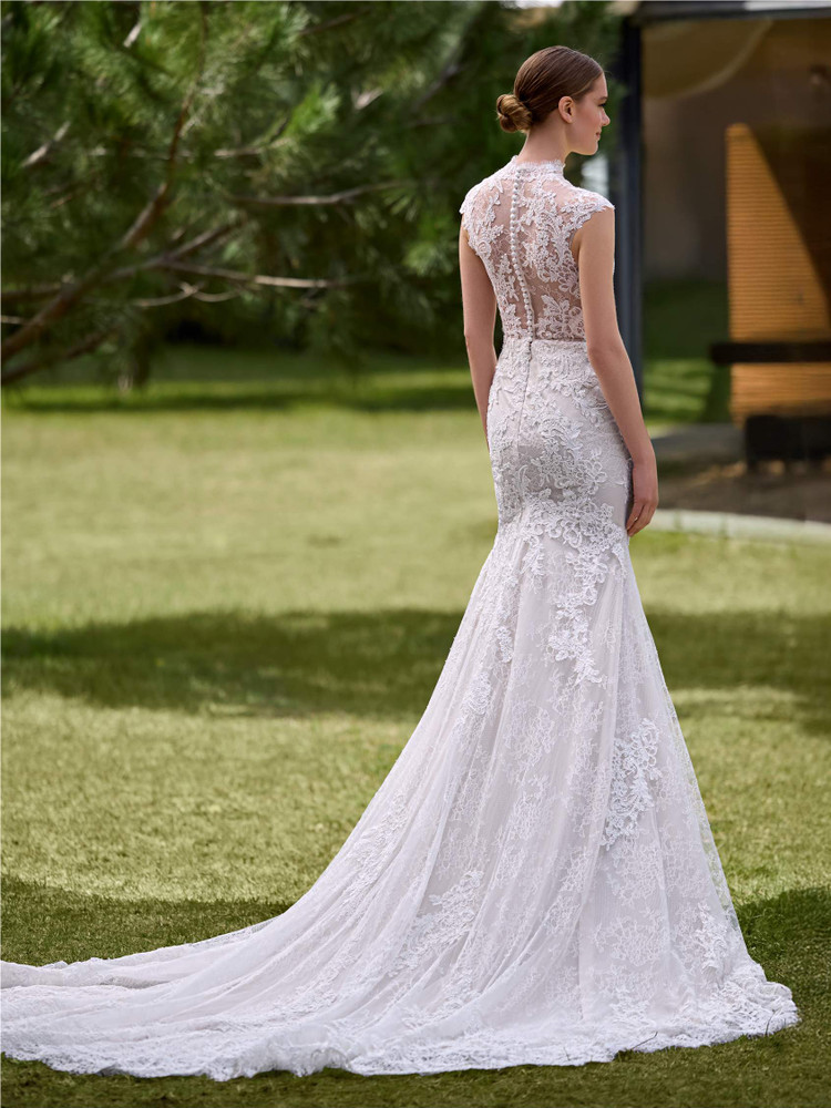 Damia Wedding Dress by Pronovias Mermaid dress with high neck