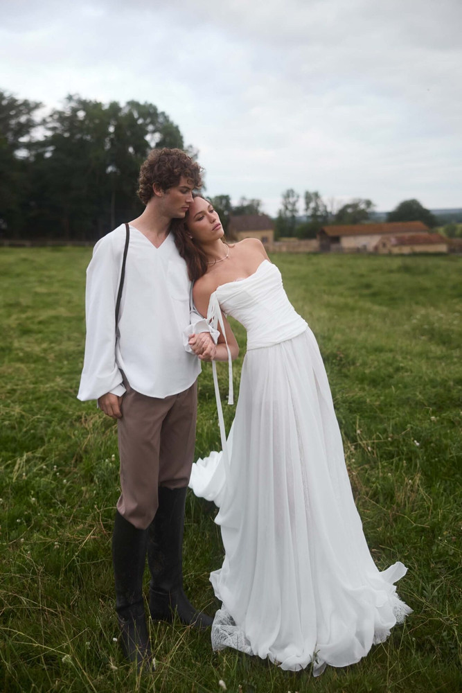 Isabella Silk Chiffon Wedding Dress by Anne-Mariee