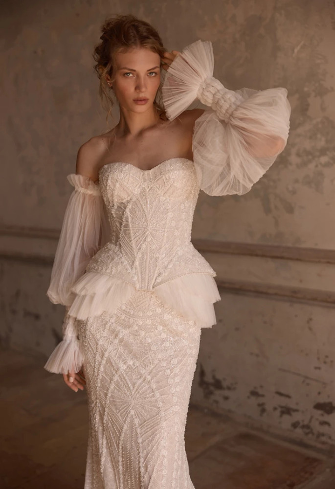 Gloriosa Wedding Gown By Pollardi Bridal Daria Karlozi Corset & Skirt 2pcs 