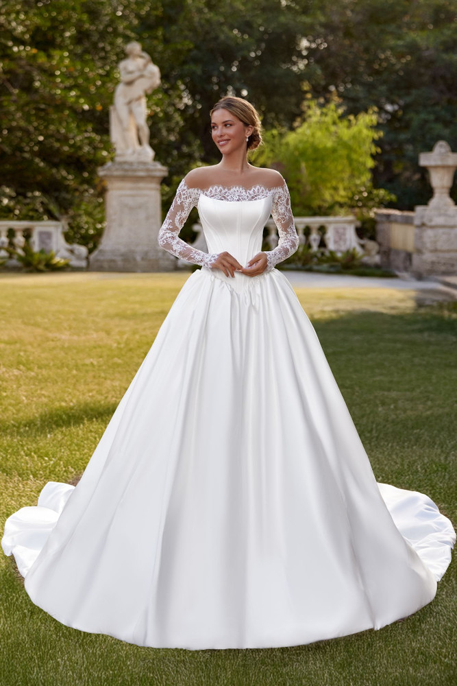 Alba Wedding Dress by Oksana Mukha (call for price) with detachable bolero