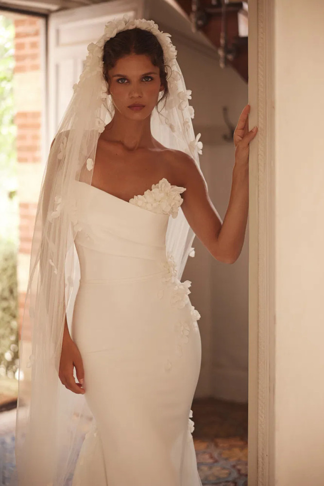 Reverie Asymmetric Crepe Wedding Dress by Luce Sposa