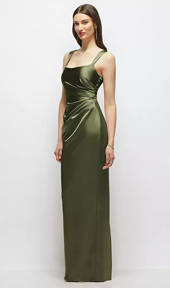 Scoop Neck Draped Column Stretch Satin Maxi Dress by After Six -  Thea · Style 6913