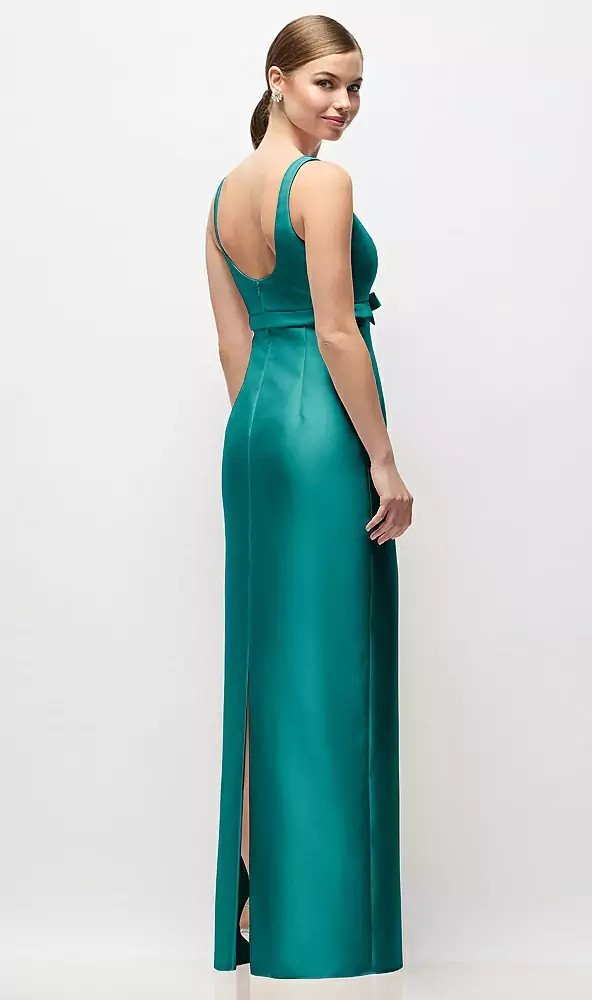 Scoop Neck Satin Column Maxi Dress with Bow at Empire Waist by Alfred Sung -   Gwyneth · Style D893