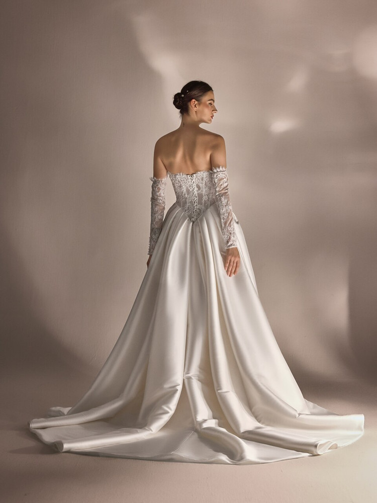 Genesis Basque Waist Lace & Satin Wedding Dress