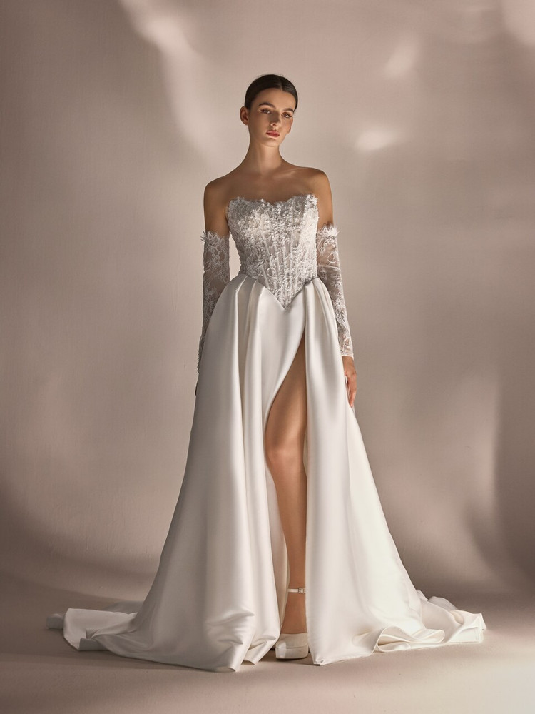 Genesis Basque Waist Lace & Satin Wedding Dress