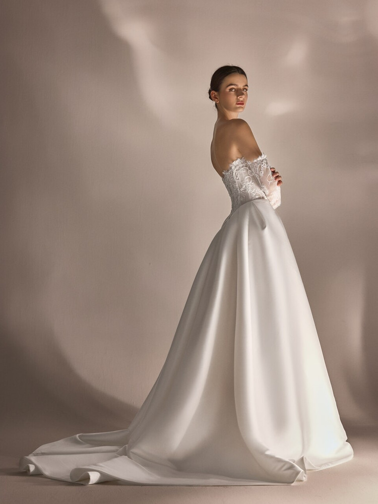 Genesis Basque Waist Lace & Satin Wedding Dress