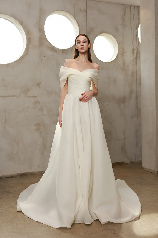Melody A-Line off-the-shoulder Organza Wedding Dress