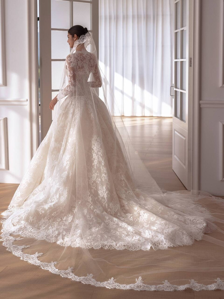 Ashley Drop Waist Lace Wedding Dress ( Incl Bolero, Veil )