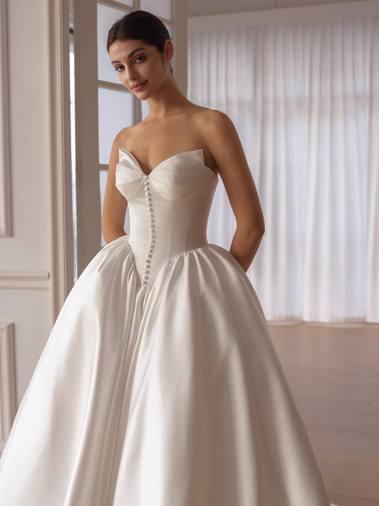 Catalina Basque Waist Satin Ballgown Wedding Dress 