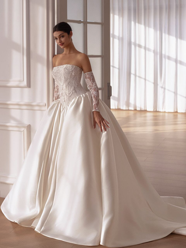 June Basque Waist Mikado Wedding Dress 