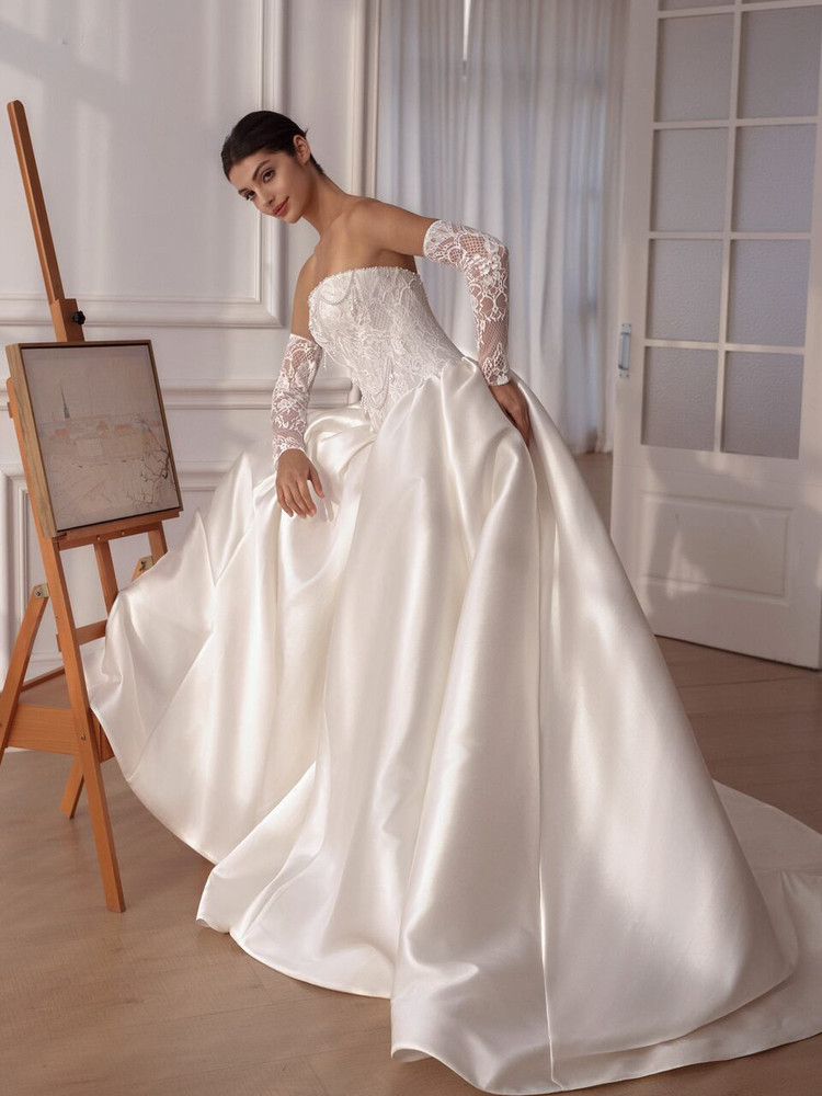 June Basque Waist Mikado Wedding Dress 