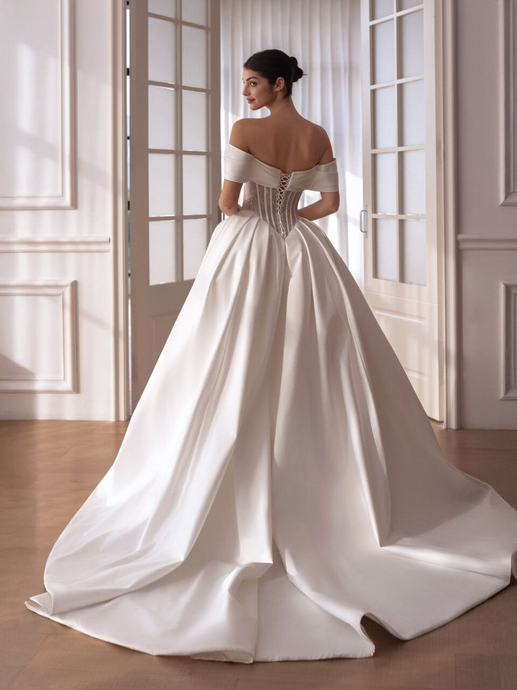 Peyton Off-Shoulder Mikado Wedding Dress 