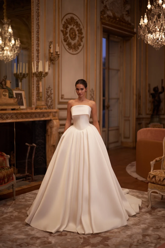 Camilla Minimalist Princess Mikado Wedding  Dress by Luce Sposa