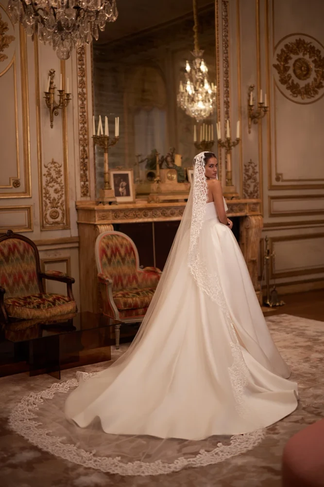 Camilla Minimalist Princess Mikado Wedding  Dress by Luce Sposa