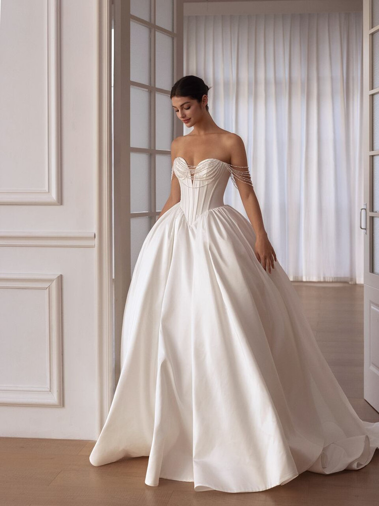 Darla Basque Waist Satin Ballgown Wedding Dress (online only)
