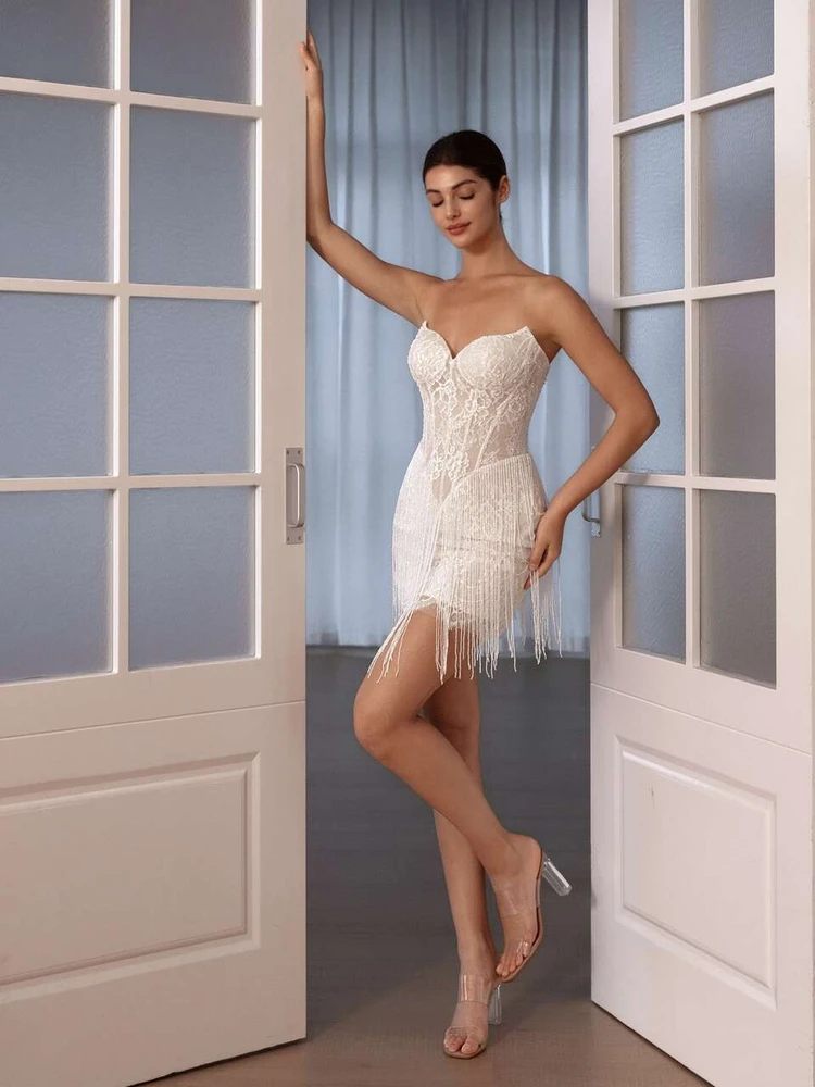 Delta Cat-Eye Mini Sheath Wedding Dress