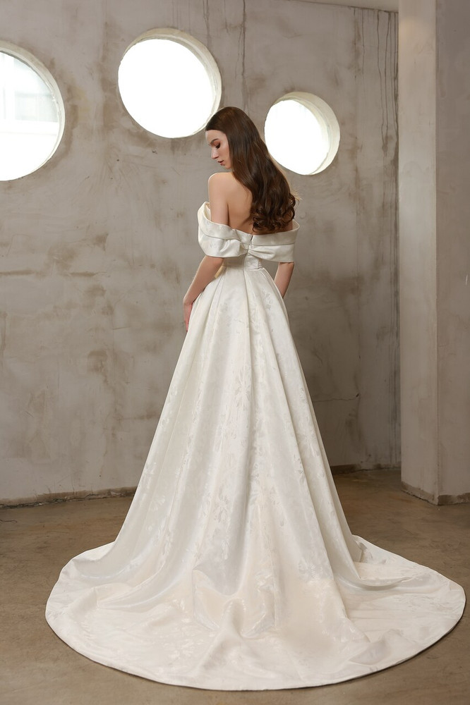 Juno Jacquard Satin off-the-shoulder Wedding Dress