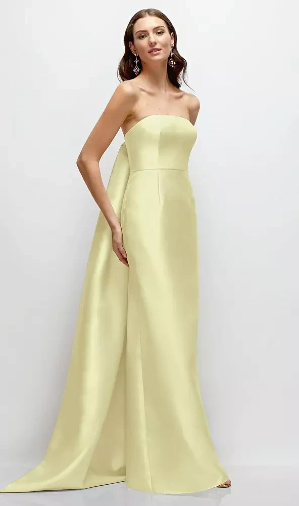 Strapless Satin Column Dress with Removeable Watteau Train - Lee · Style D876 in 39 colors