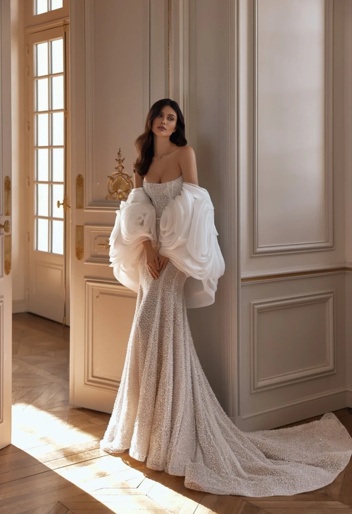 Solene Beaded Mermaid Wedding Dress by Pollardi 