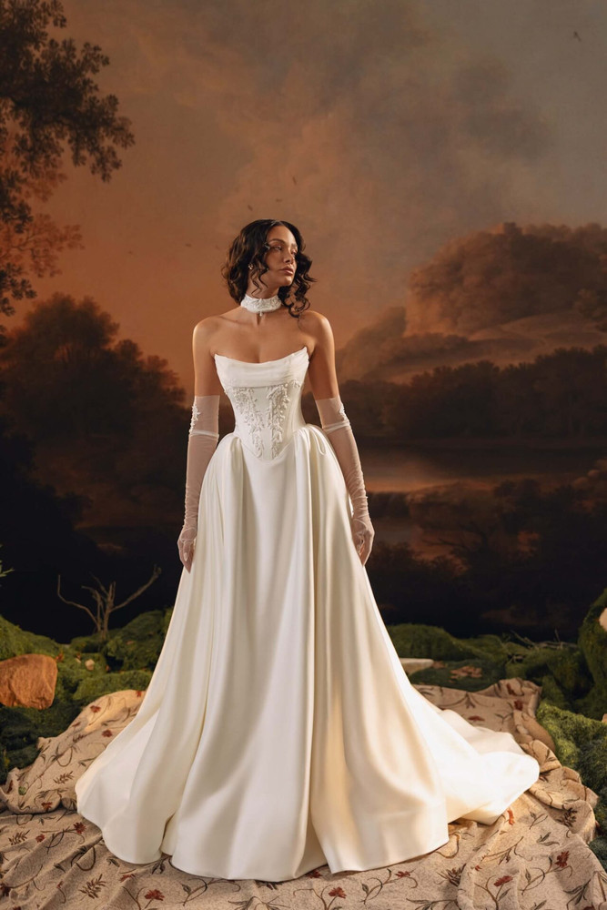 Amira Satin Wedding Dress by Anne Mariee