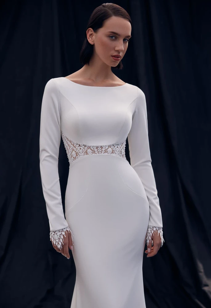Obsidian Crepe Wedding Dress By Ida-Torez By Pollardi Bridal