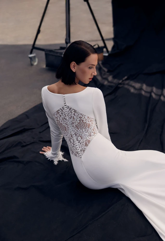 Obsidian Crepe Wedding Dress By Ida-Torez By Pollardi Bridal (online only)