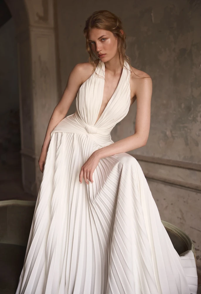 Gardenia Crepe Wedding Gown By Daria Karlozi by Pollardi Bridal  (online only) 